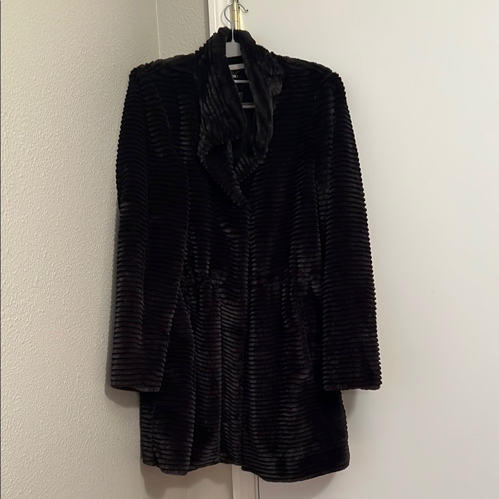 Elegant Black Faux Fur Coat